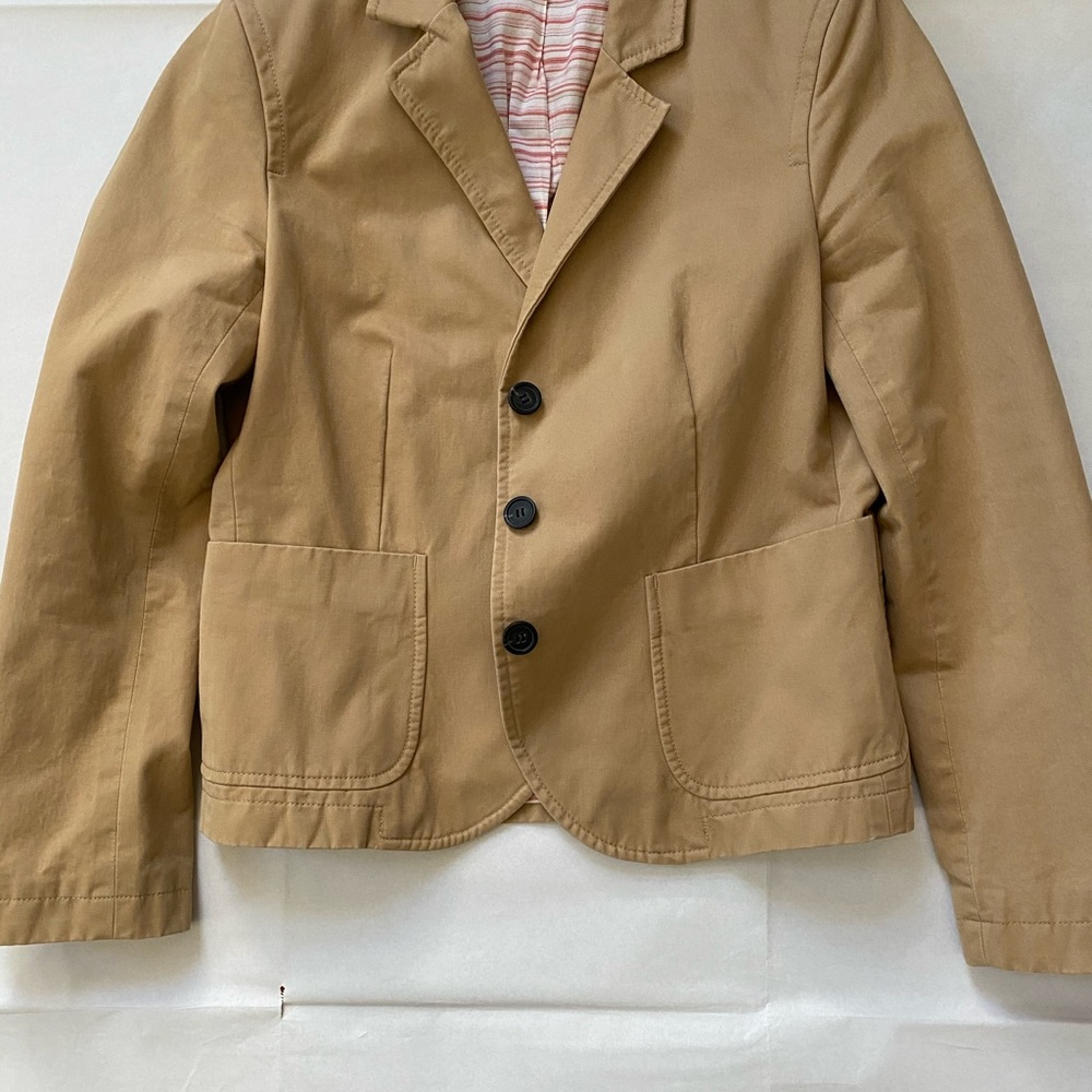 J. Crew Khaki Cotton Blazer with Black Buttons